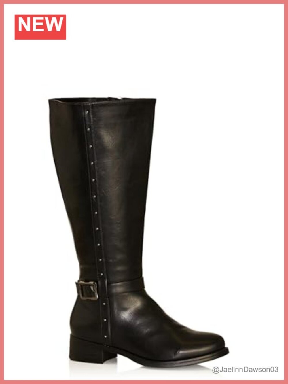 Faux Suede Studded Knee High Boots Block Heel Comfortable
